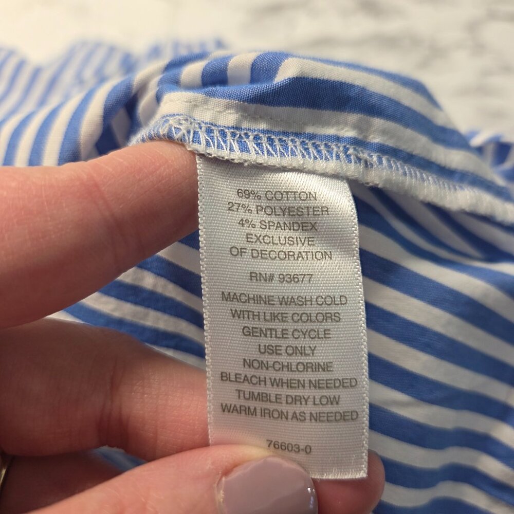 Liz Claiborne 3x Blue White Striped Summer Sleeveless Lightweight Tank Blouse - Picture 9 of 9